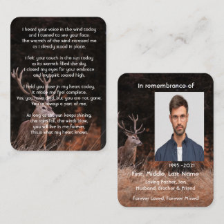 Memorial Photo Prayer Watercolor Stag Deer Animal Business Card