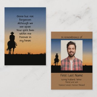 Memorial Photo Prayer Western Horse Back Riding 