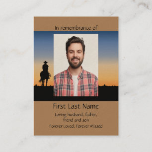 Memorial Photo Prayer Western Horse Back Riding Business Card