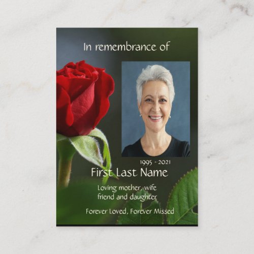 Memorial Photo Red Roses Garden Flowers Business Card