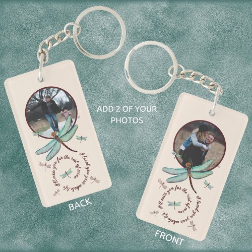 Memorial Photo Remembrance Dragonfly Quote Keychain