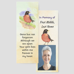  Memorial Photo Robin Garden Bird Bookmarks