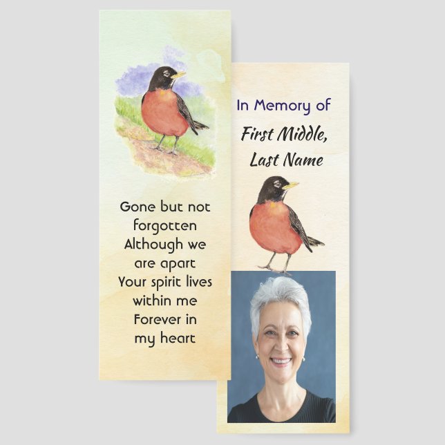  Memorial Photo Robin Garden Bird Bookmarks (Front & Back)