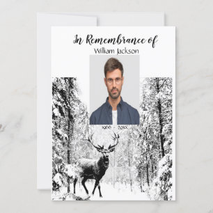 Memorial Photo Stag Deer Forest Winter Invitation