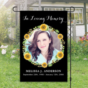 Memorial Photo Sunflower Grave Site Cemetery Garden Flag
