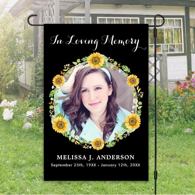 Memorial Photo Sunflower Grave Site Cemetery Garden Flag Zazzle