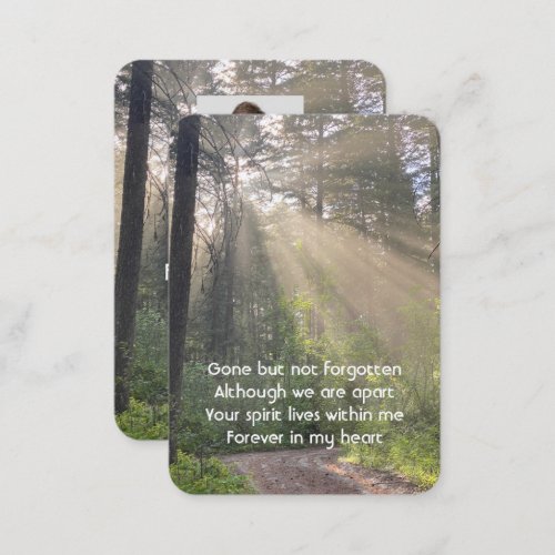 Memorial Photo Sunlight Through Forest Wilderness Business Card
