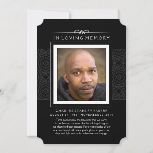 Memorial Photo Thank You Card - Elegant Black