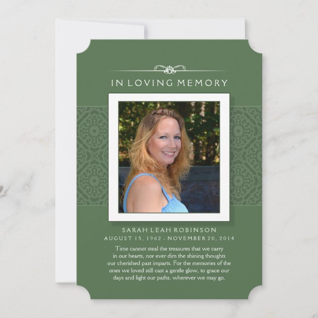 Memorial Photo Thank You Green PERHAPS POEM (Front)