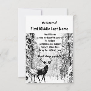 Memorial Photo Thanks Stag Deer Forest Winter Wild Thank You Card