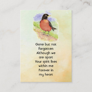 Memorial Photo Watercolor Robin Garden Bird Business Card