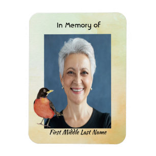 Memorial Photo Watercolor Robin Garden Bird Magnet