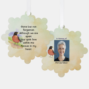 Memorial Photo Watercolor Robin Garden Bird Ornament Card