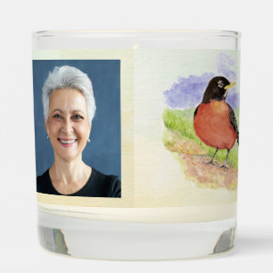Memorial Photo Watercolor Robin Garden Bird Scented Candle