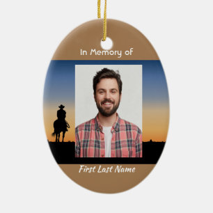 Memorial Photo Western Horse Back Riding Ceramic Ornament