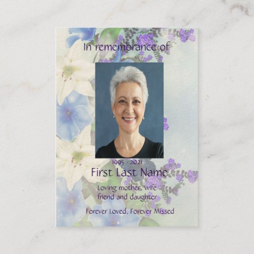 Memorial Photo White Lily Garden Flowers Business Card
