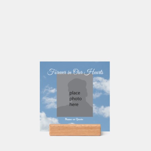 Memorial Photo with Blue Sky Clouds Background Holder