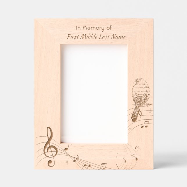 Memorial Pocke Keepsake  Music Bird Engraved Frames (Front)