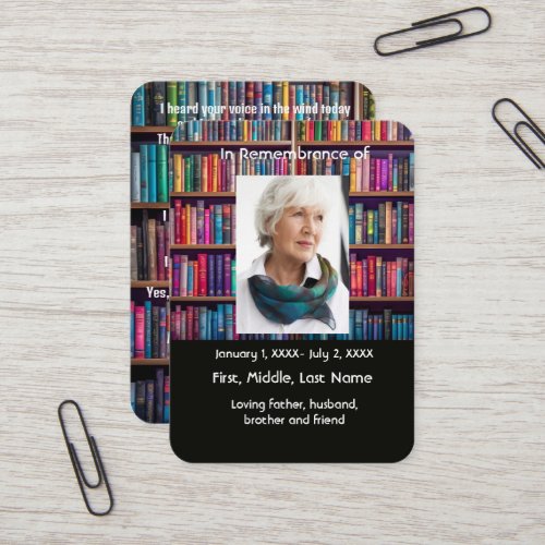 Memorial Pocket Card Book Librarian 