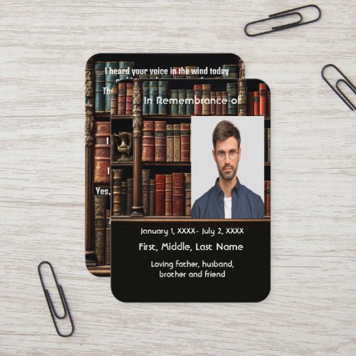Memorial Pocket Card Book Librarian 