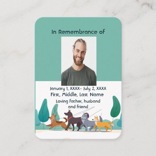 Memorial Pocket Card Dog Walker Walking