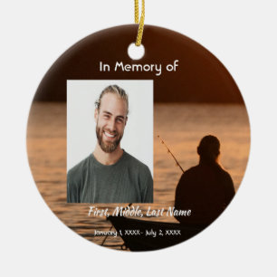 Memorial Pocket Card Fishing Fisherman Ceramic Ornament