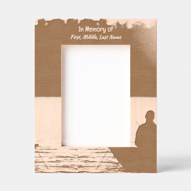 Memorial Pocket Card Fishing Fisherman Engraved Frames (Front)