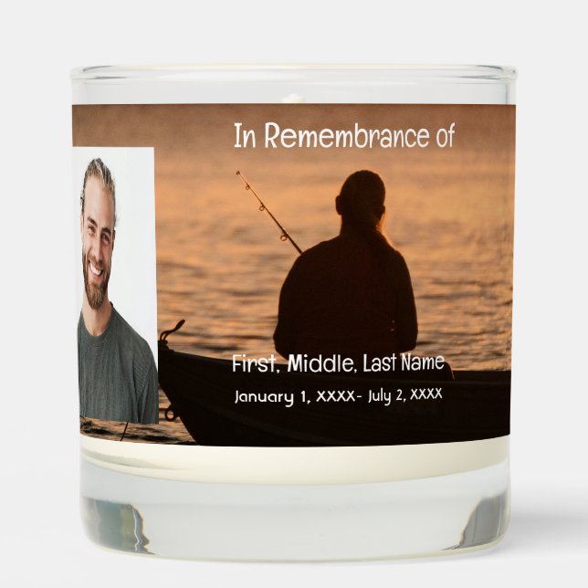 Memorial Pocket Card Fishing Fisherman Scented Candle (Front)