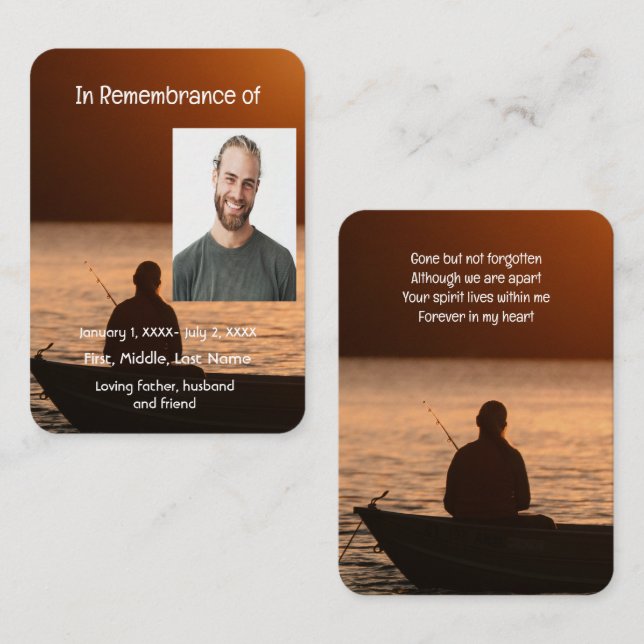 Memorial Pocket Card Fly Fishing Fisherman (Front/Back)