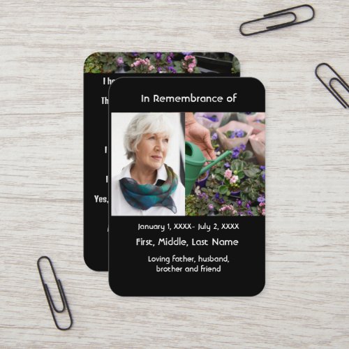 Memorial Pocket Card Gardener Gardening Garden