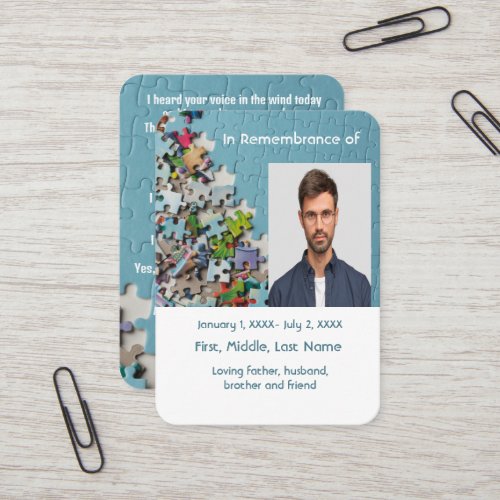 Memorial Pocket Card Jigsaw Puzzle