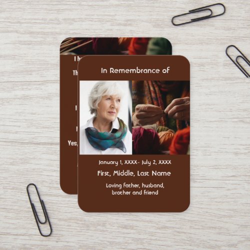 Memorial Pocket Card Knitter knitting