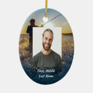 Memorial Pocket Card Ocean Fly Fishing Fisherman Ceramic Ornament