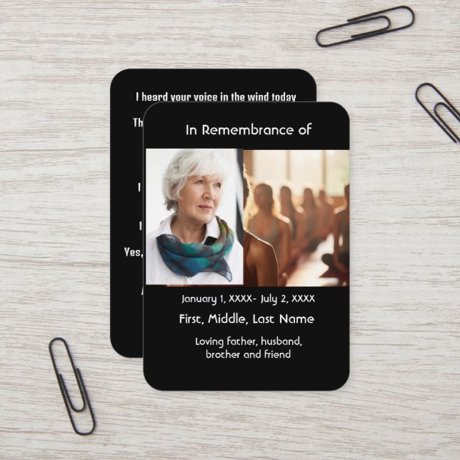 Memorial Pocket Card Yoga (Front/Back In Situ)