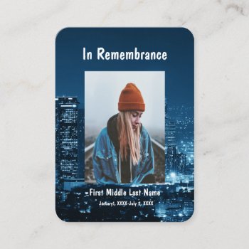 Memorial Pocket Keepsake City Lights Night Sky Business Card by countrymousestudio at Zazzle