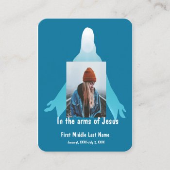 Memorial Pocket Keepsake In The Arms Of Jesus Business Card by countrymousestudio at Zazzle