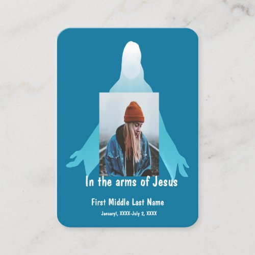 Memorial pocket Keepsake In the Arms of Jesus Business Card