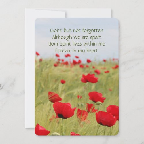 Memorial Pocket Keepsake Red Poppies Flower Invitation