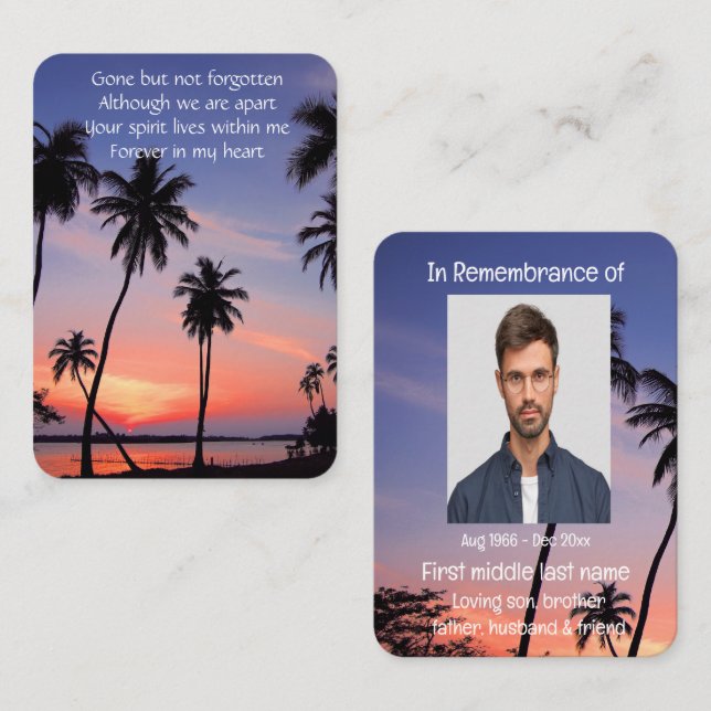 Memorial Pocket Keepsake Tropical Beach Paradise  Business Card (Front/Back)