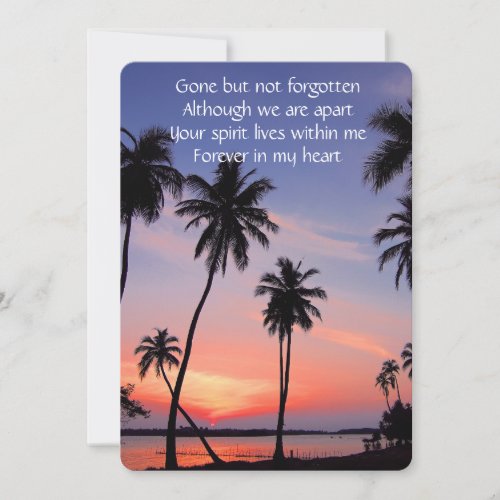 Memorial Pocket Keepsake Tropical Beach Paradise  Invitation