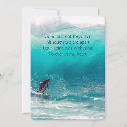 Memorial Pocket Keepsake Wave Surfer Water Invitation