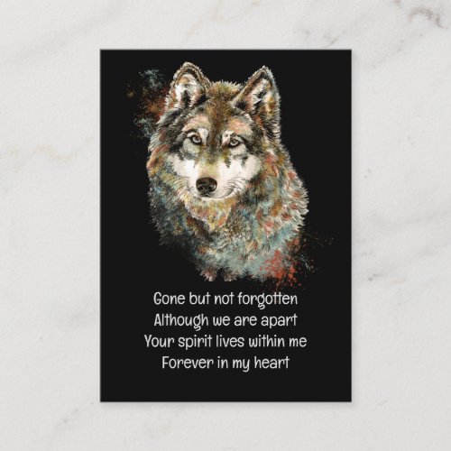  Memorial Pocket Keepsake  Wolf Animal  Business Card