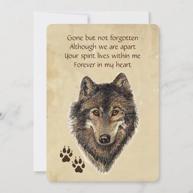 Memorial Pocket Keepsake Wolf Wolves Animal Invitation (Front)
