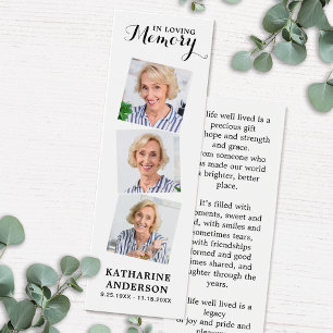 Memorial Poem 3 Photo Funeral Prayer Bookmark