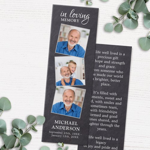 Memorial Poem 3 Photo Funeral Prayer Bookmark
