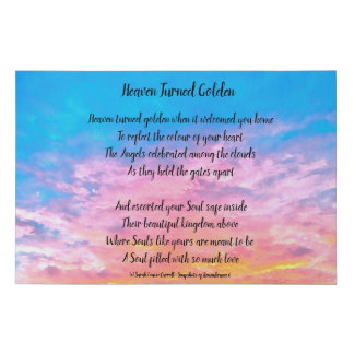 memorial poem canvas print - heaven turned golden