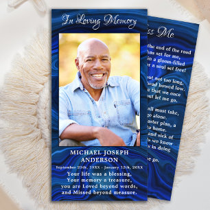 Memorial Poem Funeral Prayer Bookmark Blue Marble