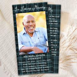 Memorial Poem Funeral Prayer Bookmark Blue Plaid  