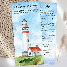 Memorial Poem Funeral Prayer Bookmark Lighthouse 