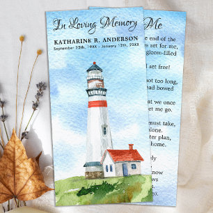 Memorial Poem Lighthouse Funeral Prayer Bookmark